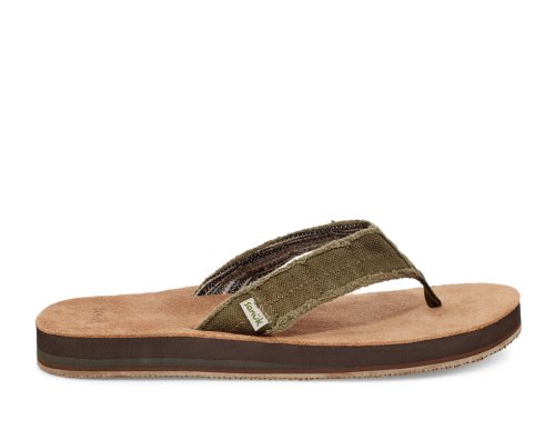 Sanuk Fraid Not Soft Top Eco-Friendly - Sanuk Flip Flops Mens Dark Olive - Philippines SBYFNZ952